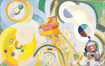 Robert Delaunay, Air, fer, eau. Étude pour un mural, 1936–1937, Gouache auf Papier und Holz, 47 x 74,5 cm, Albertina, Wien. Sammlung Batliner