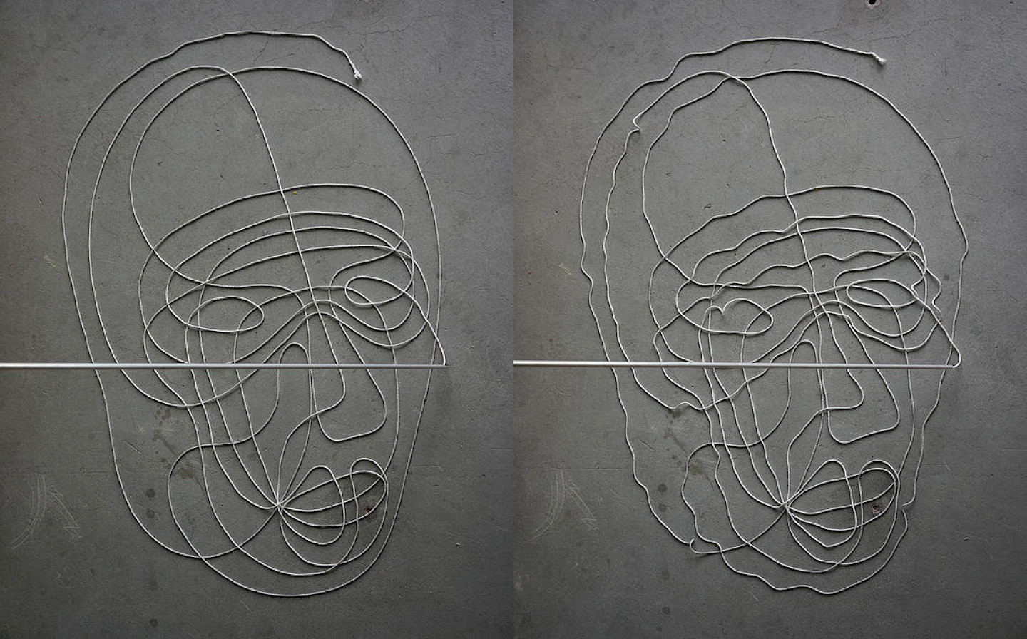 Zwei Versionen einer «Zeichnung» nach einem Motiv von Yves Netzhammer, ausgeführt vom zeichnenden Roboter im Arch-Tec-Lab (Institut für Technologie in der Architektur ITA, ETH Zürich)
