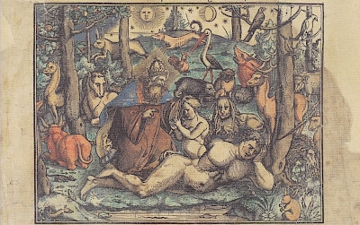 Auftaktbild Genesis in der Zürcher Bibel von 1531 nach Hans Holbein d. J.