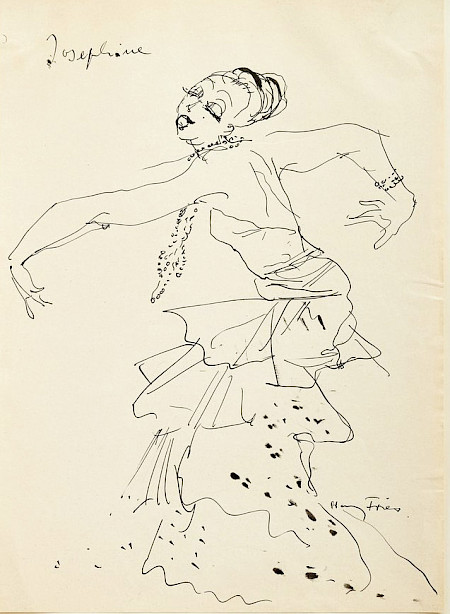 Hanny Fries: Josephine Baker, um 1950, Tusche auf Papier, Inv.Nr. HF 934.1. Foto: Reto Pedrini © Stiftung Righini-Fries Zürich