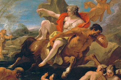 Sebastiano Ricci, Nessus entführt Deianeira, um 1700, Öl auf Leinwand, 219 x 267 cm, Kunsthaus Zürich, Stiftung Betty und David Koetser, 1986