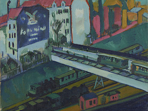 Ernst Ludwig Kirchner Strassenbahn und Eisenbahn, 1914 Öl auf Leinwand, 71 x 81 cm Die Lübecker Museen, Museum Behnhaus Drägerhaus