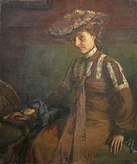 Willy Fries: Dame mit Dackel, Öl auf Leinwand, 1904, Inv.Nr. WF 31. Foto: Reto Pedrini  © Stiftung Righini-Fries, Zürich.
