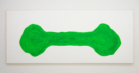 Anne-Lise Coste: Bones (Green), 2016, Öl auf Leinwand, 151 x 367 cm.
