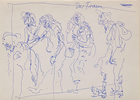 Hanny Fries: Traum [Entkräftete], Kugelschreiber auf Papier, ohne Datum, Inv.Nr. HF 501. Foto: Reto Pedrini  © Stiftung Righini-Fries, Zürich.