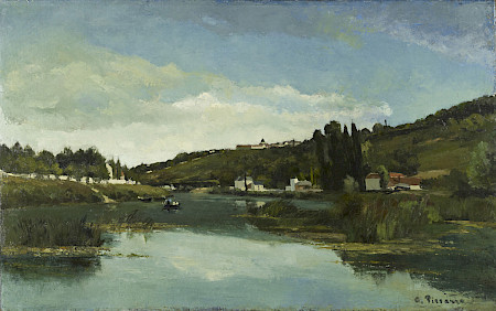 Camille Pissarro, Les bords de la Marne à Chennevières, um 1864–1865, Öl auf Leinwand, 91,5 x 145,5 cm, National Galleries Scotland, Edinburgh, purchased 1947